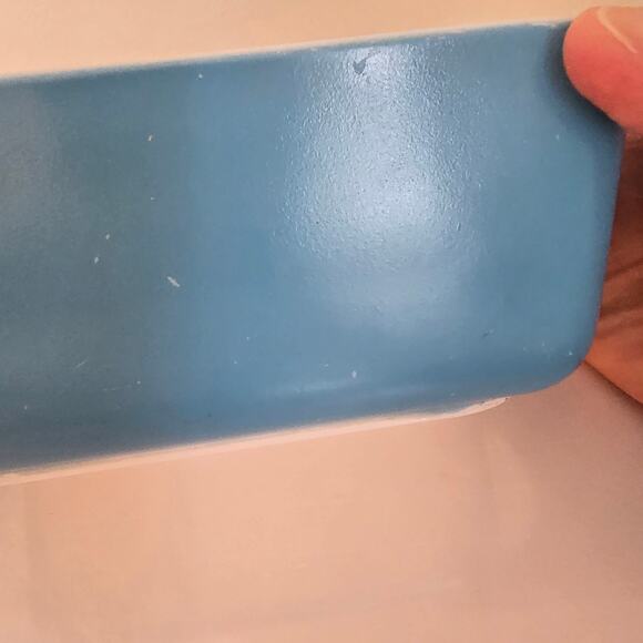 Vintage PYREX Primary Blue Fridge 2 Containers ONE Lid 502-B 40s 50s Mid Century - Picture 8 of 16